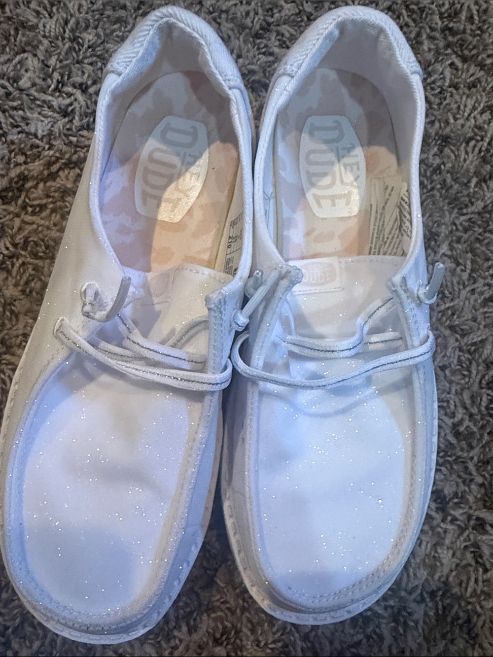 Hey Dude White Glitter Slip-On Casual Shoes